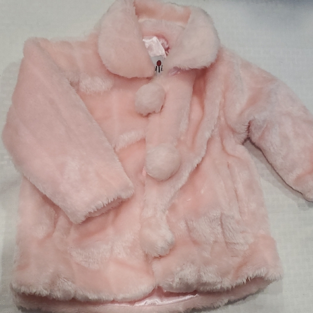 Cozy Pink Faux Fur Pom-Pom Puffer Jacket for Kids - Picture 8 of 8